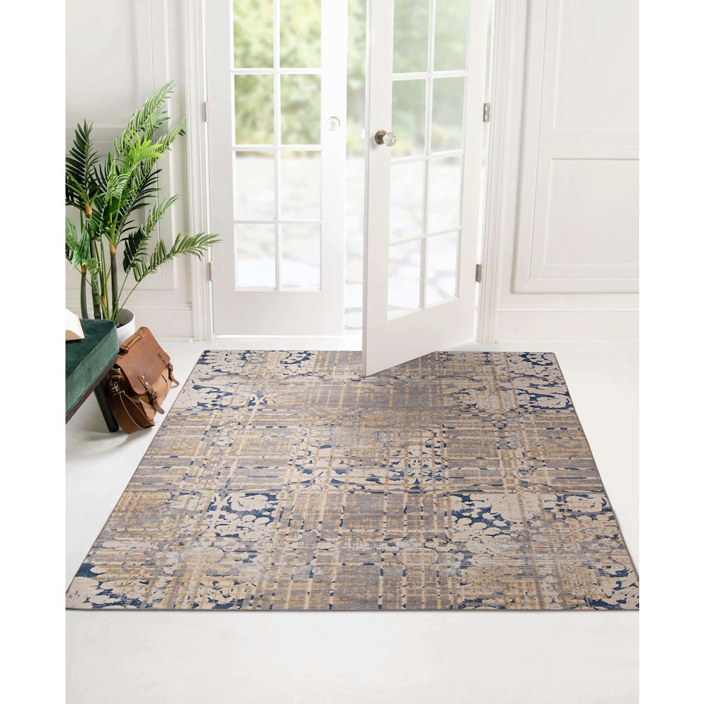 Outdoor Washable Ocala Navy & Sand 5' X7', Rug. Picture 1