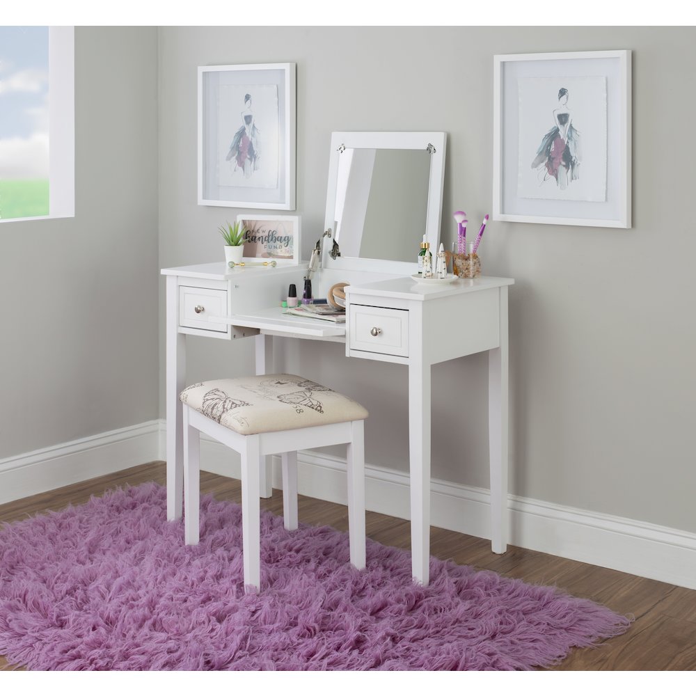 White Butterfly Vanity And Stool. Picture 3