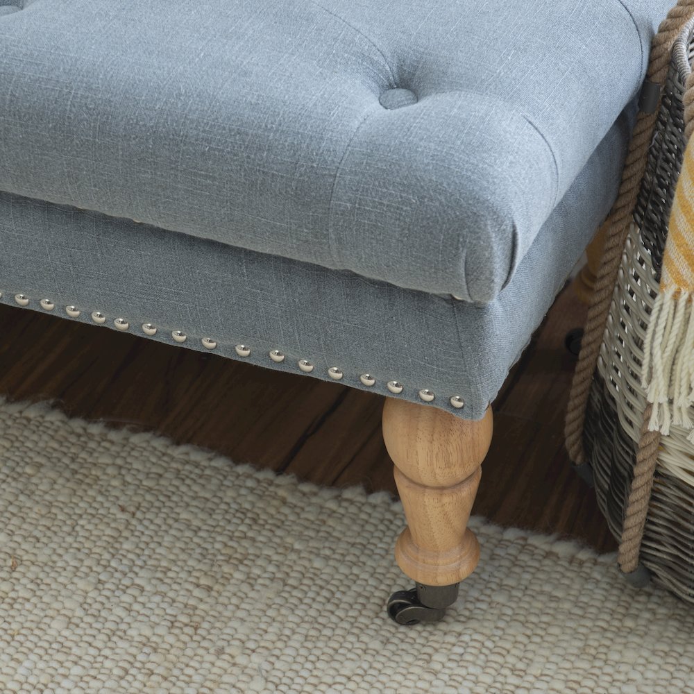 Isabelle Washed Blue Linen 62 Inches Bench. Picture 4