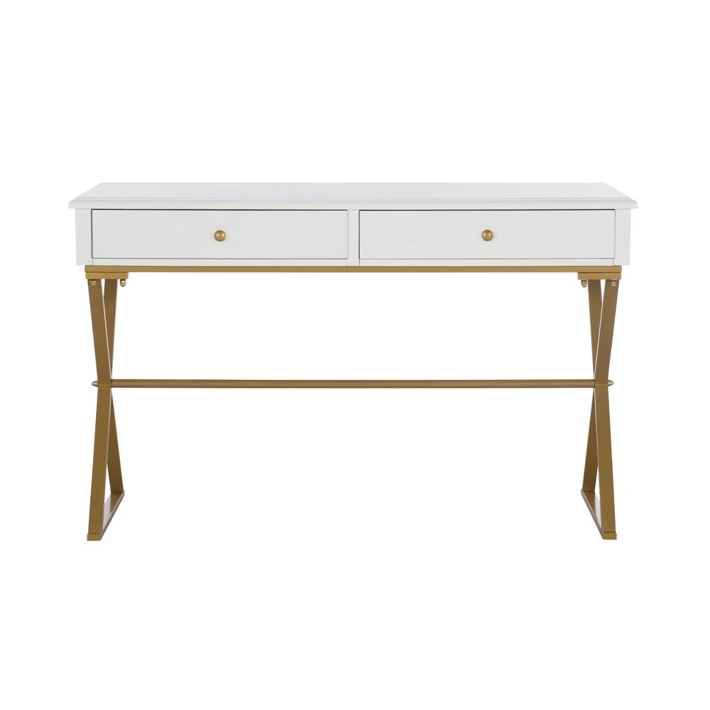 Two-Drawer Campaign Desk, White. Picture 2