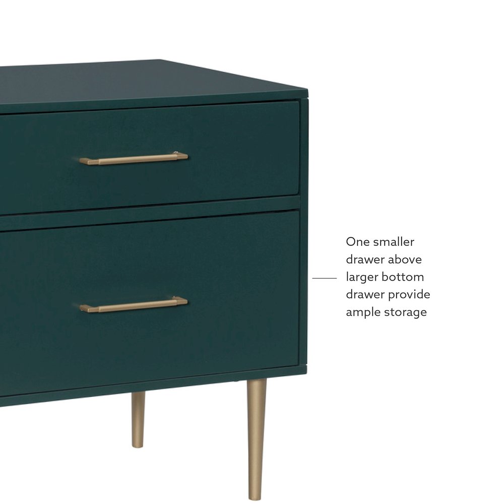 Gloria Two Drawer Night Stand Dark Green. Picture 14