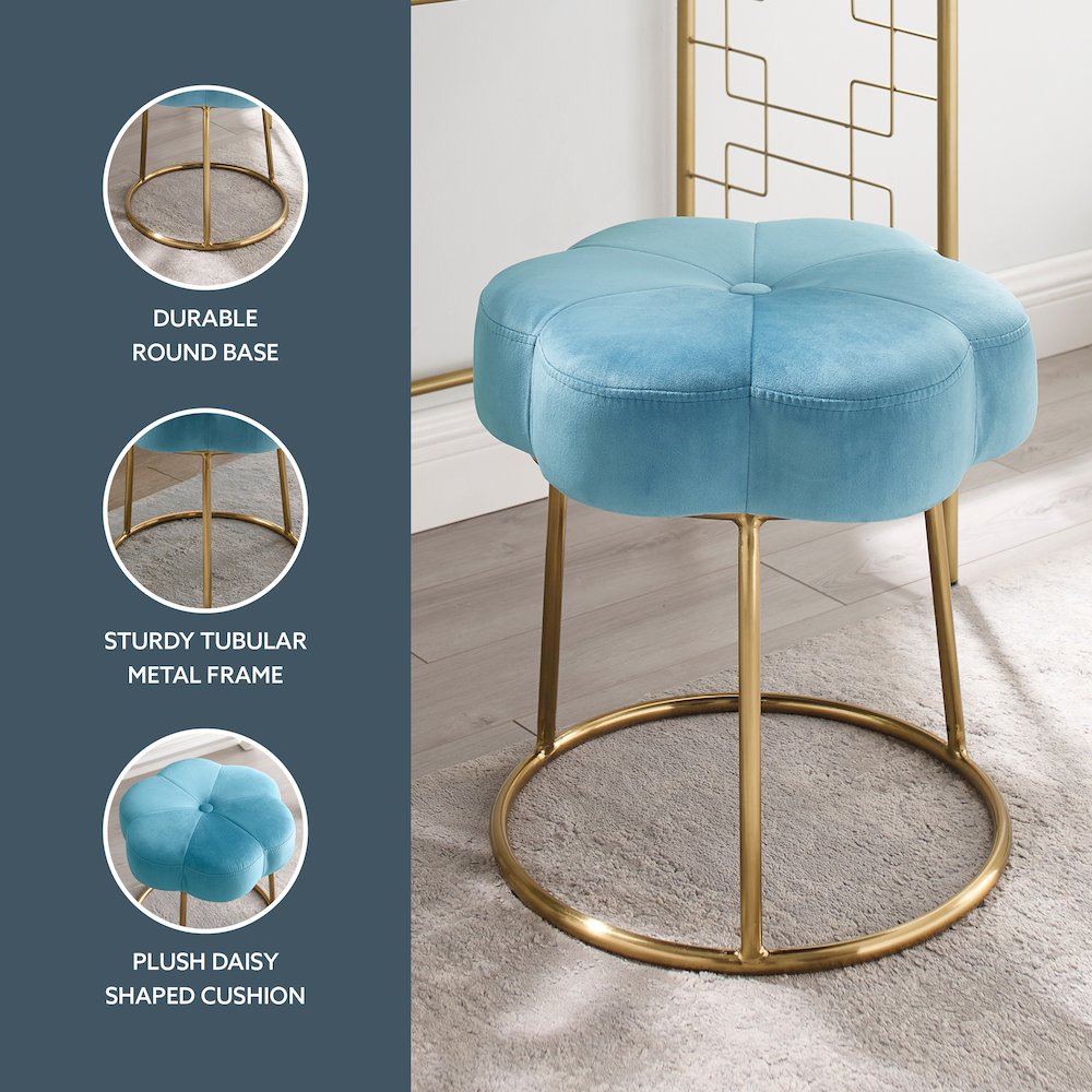 Seraphina Accent Vanity Stool, Blue. Picture 9