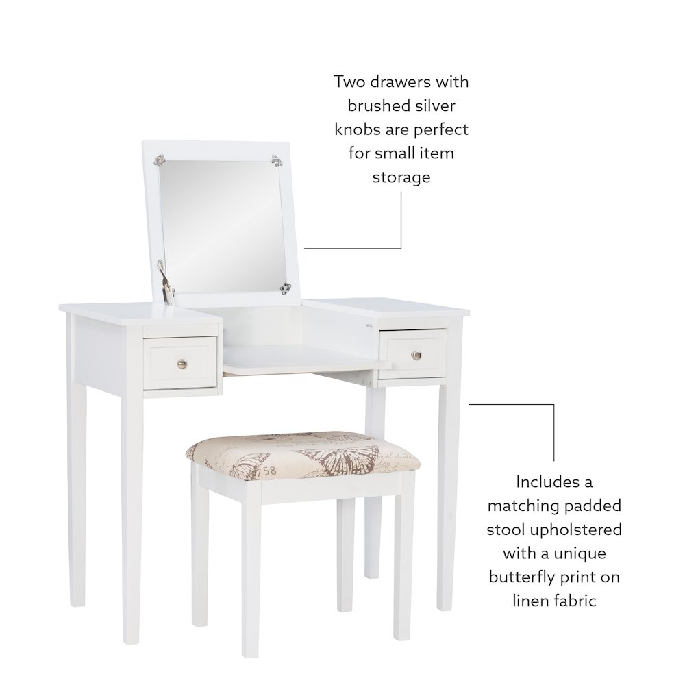 White Butterfly Vanity And Stool. Picture 15
