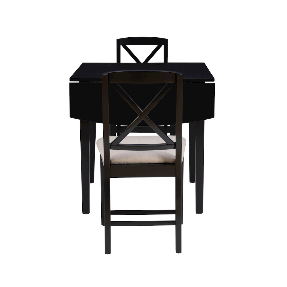 Torino 3Pc Drop Leaf Dining Set Black. Picture 5