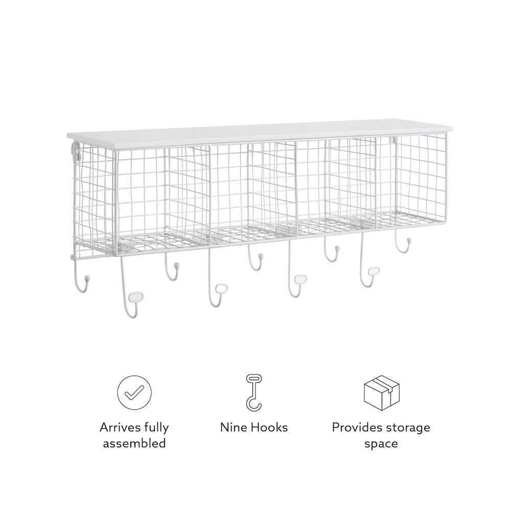 Four Cubby Wall Shelf White. Picture 11