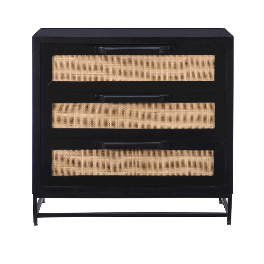 Janie Rattan Cabinet Three Drawers Black. Picture 3