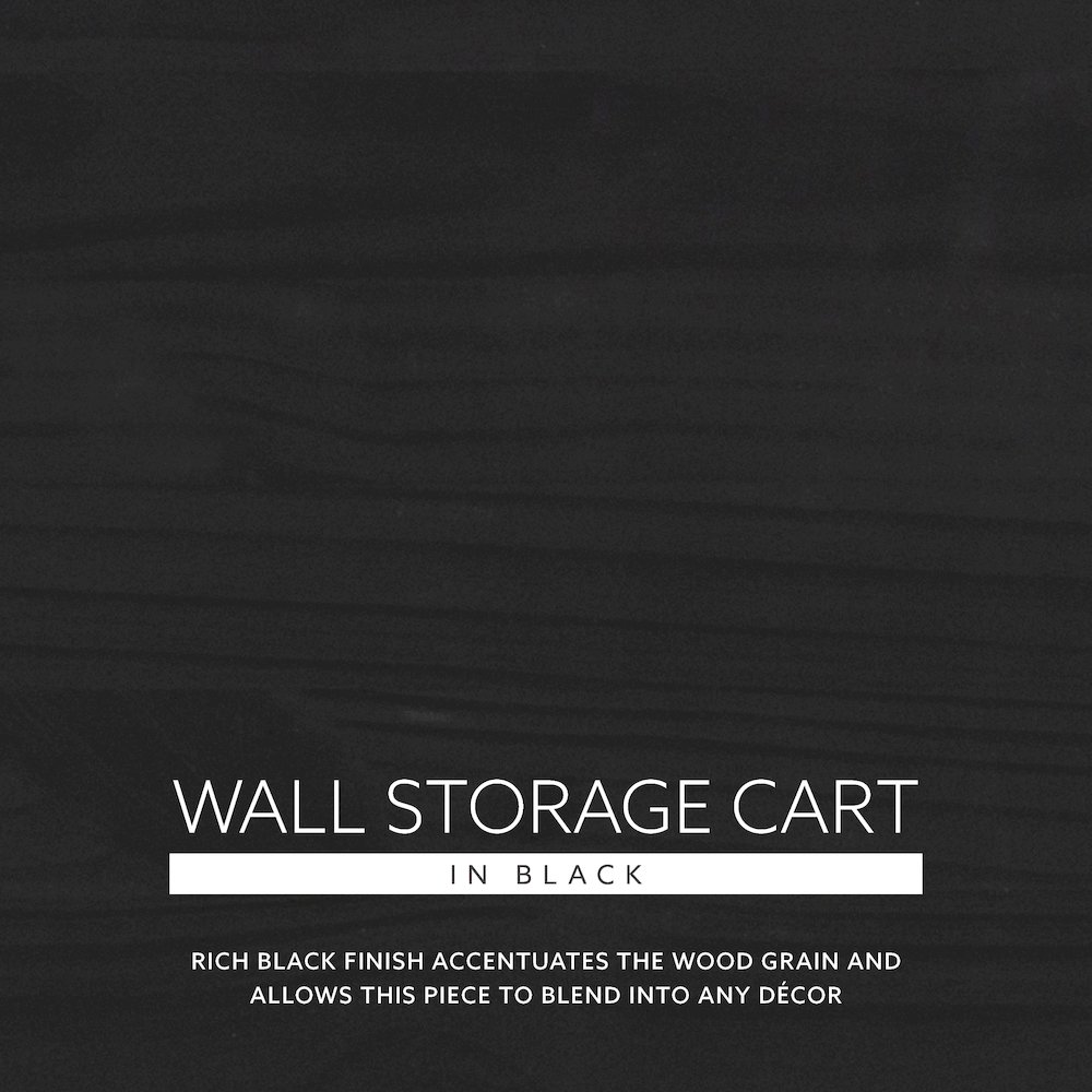 Cary Black Six Drawer Wide Rolling Storage Cart Black. Picture 14