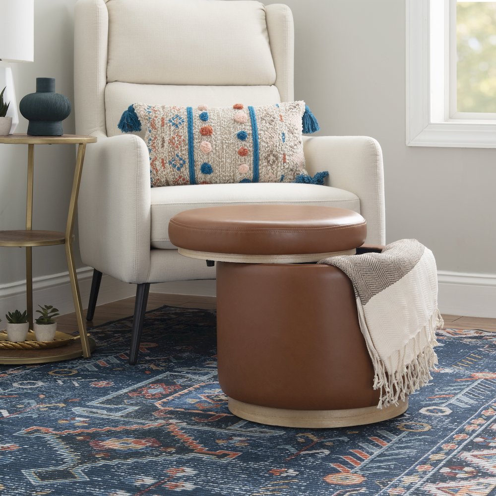 Blanche Storage Ottoman Caramel Pu. Picture 3