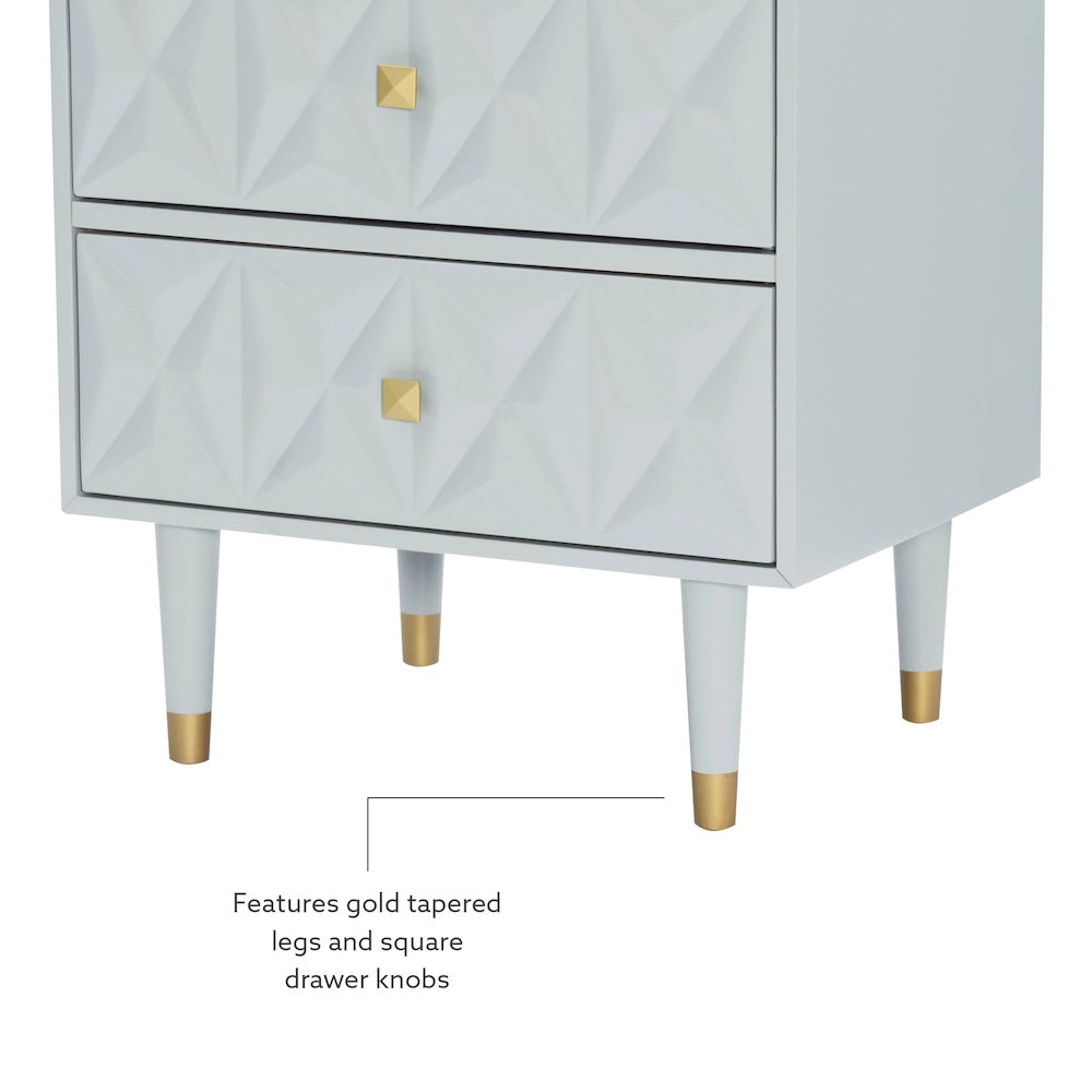 Two Drawer Geo Texture Nightstand Grey. Picture 13