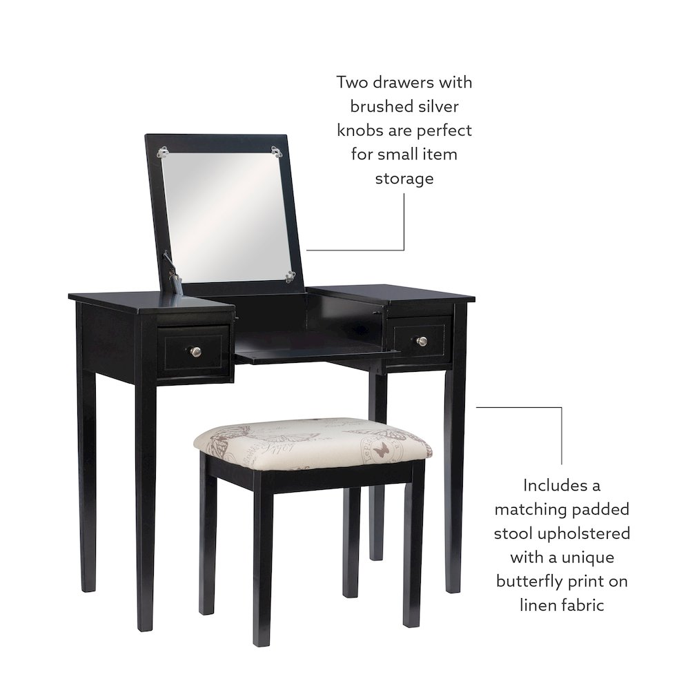 Black Butterfly Vanity And Stool. Picture 13