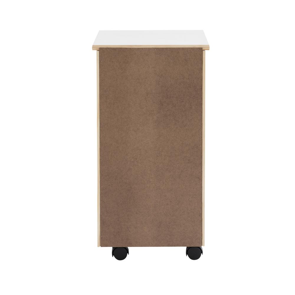 Cary Six Drawer Rolling Storage Cart, White Wash. Picture 8