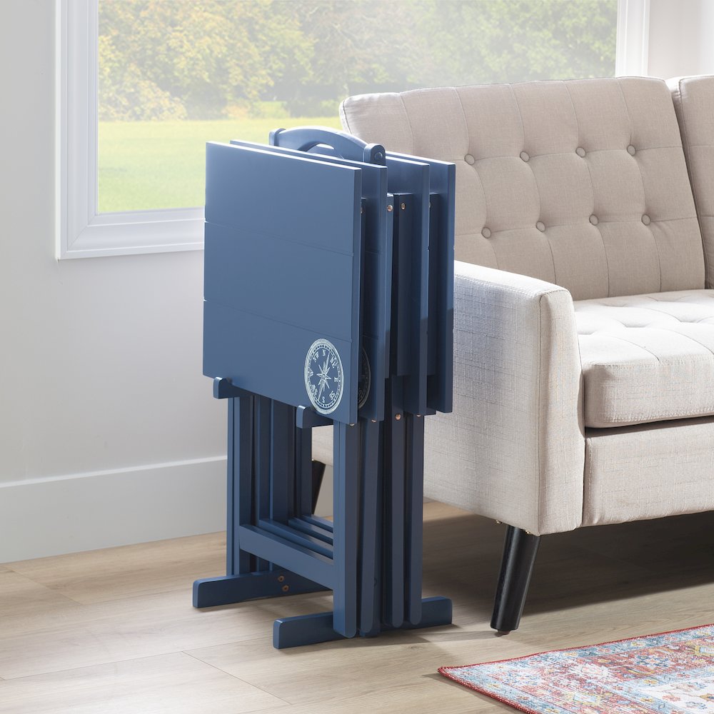 Compass Tray Table Set Navy. Picture 6