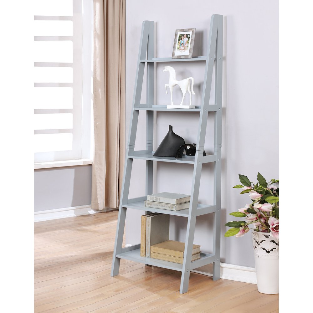Acadia Ladder Bookshelf, Grey. Picture 3