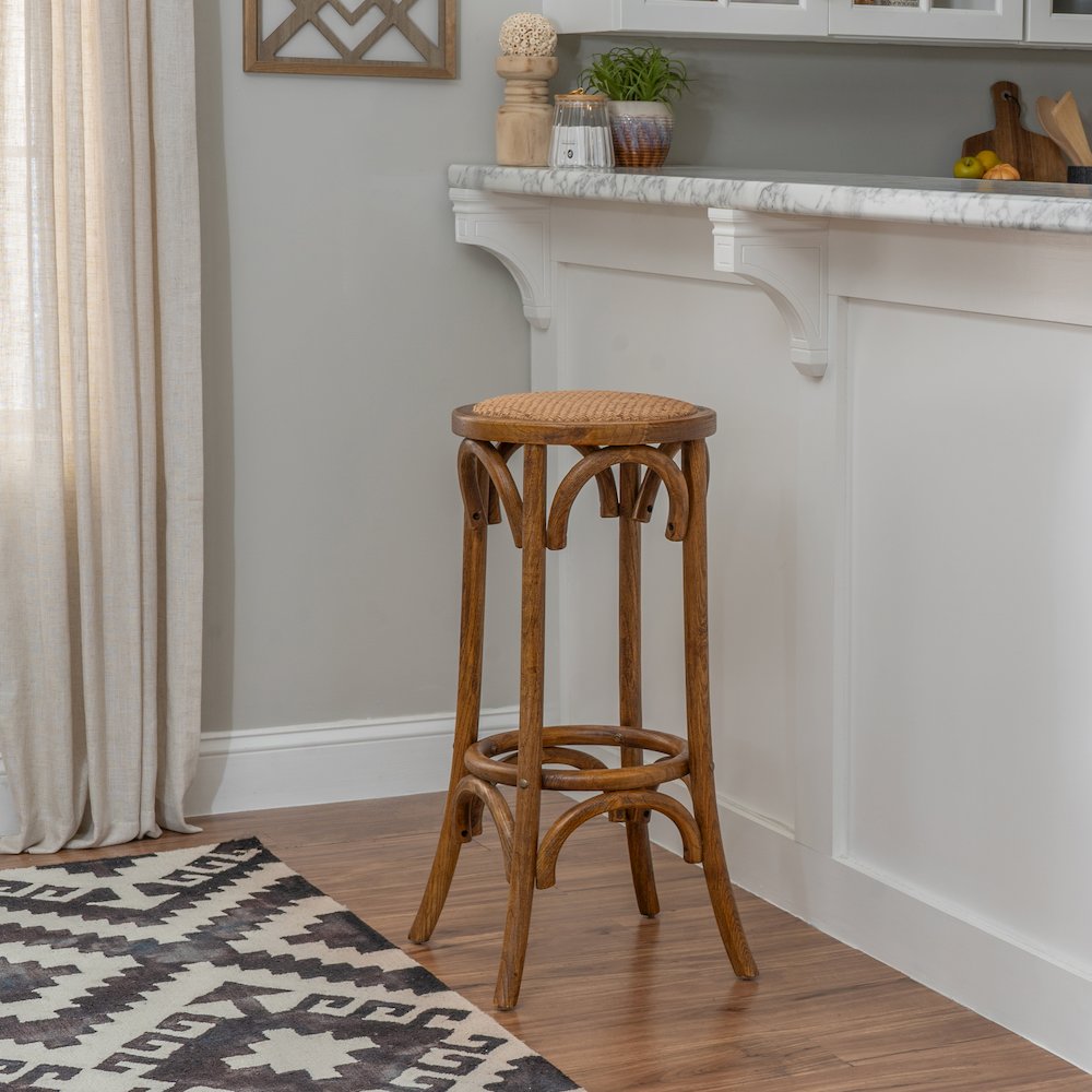 Rae Walnut Backless Bar Stool. Picture 3