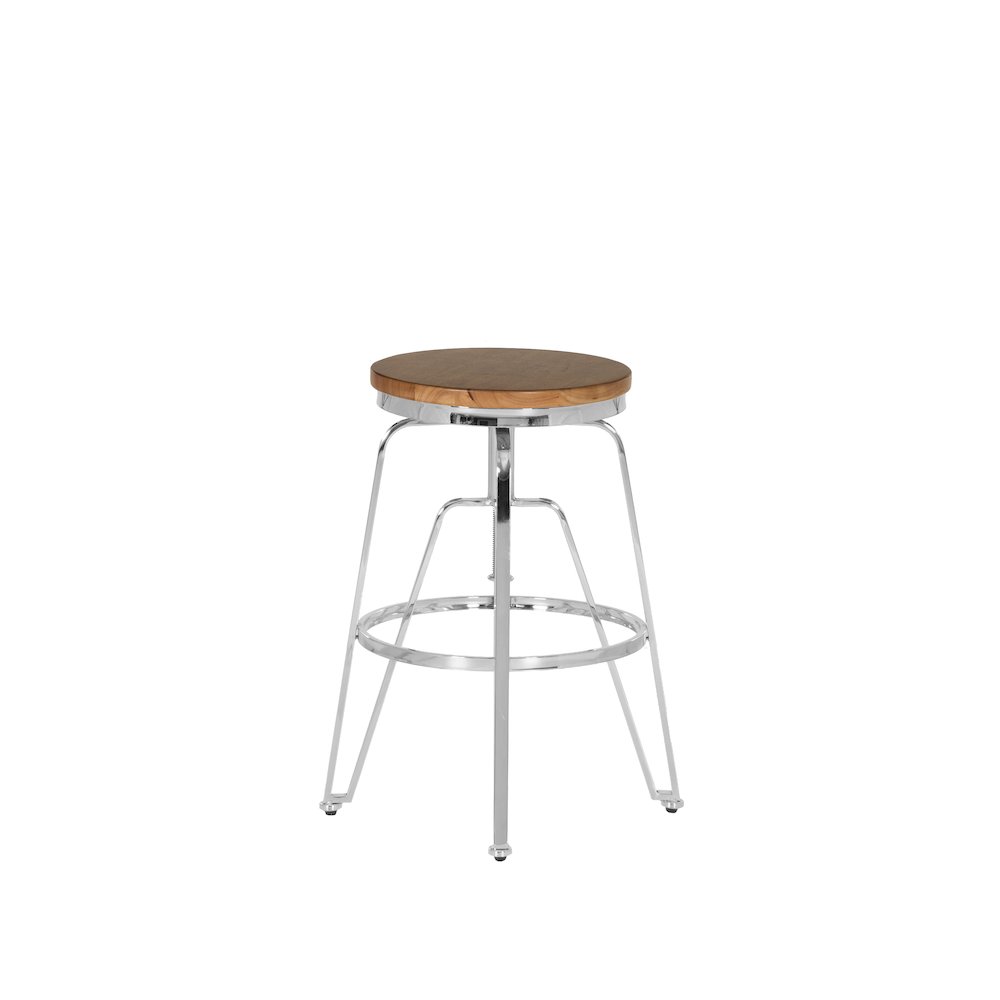Tatum Wood and Metal Adjustable Stool Silver. Picture 4