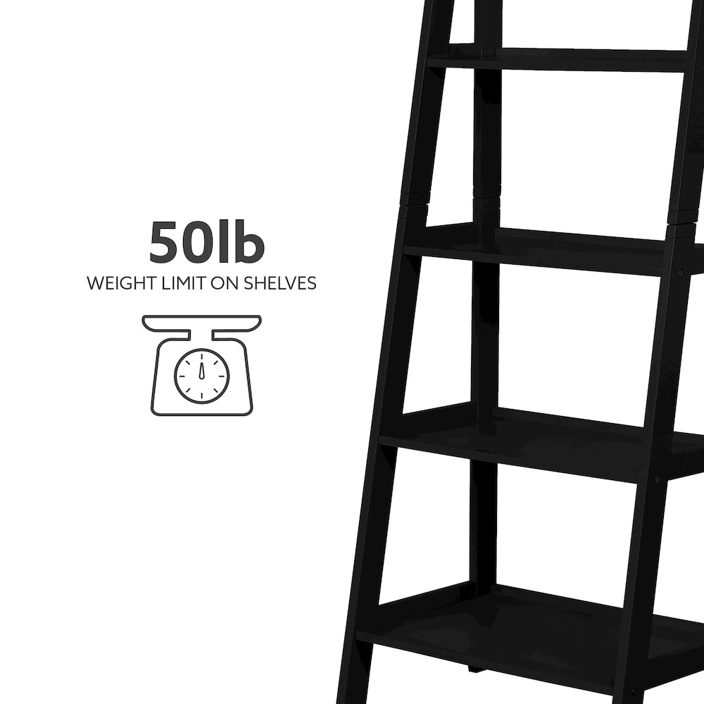 Acadia Ladder Bookshelf, Black. Picture 11
