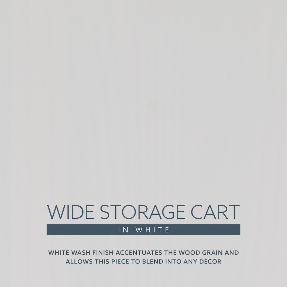 Cary Six Drawer Wide Roll Cart, White Wash. Picture 14