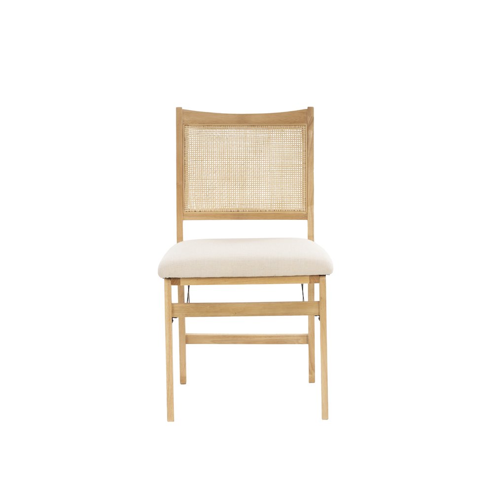 Bina Rattan Cane Folding Dining Side Chair, Beige. Picture 2