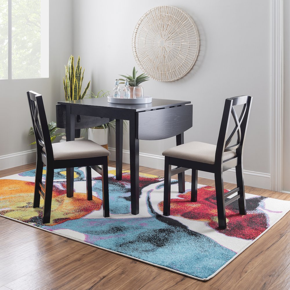 Torino 3Pc Drop Leaf Dining Set Black. Picture 4