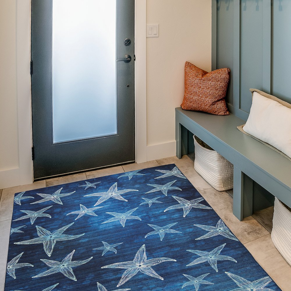 Outdoor Washable Boca Blue & Light Blue 3' X 5', Rug. Picture 1