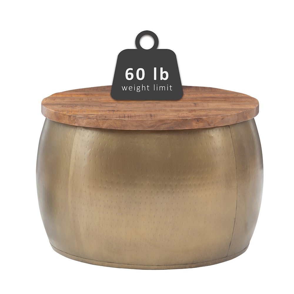 Royce Large Gold Drum With Storage. Picture 10