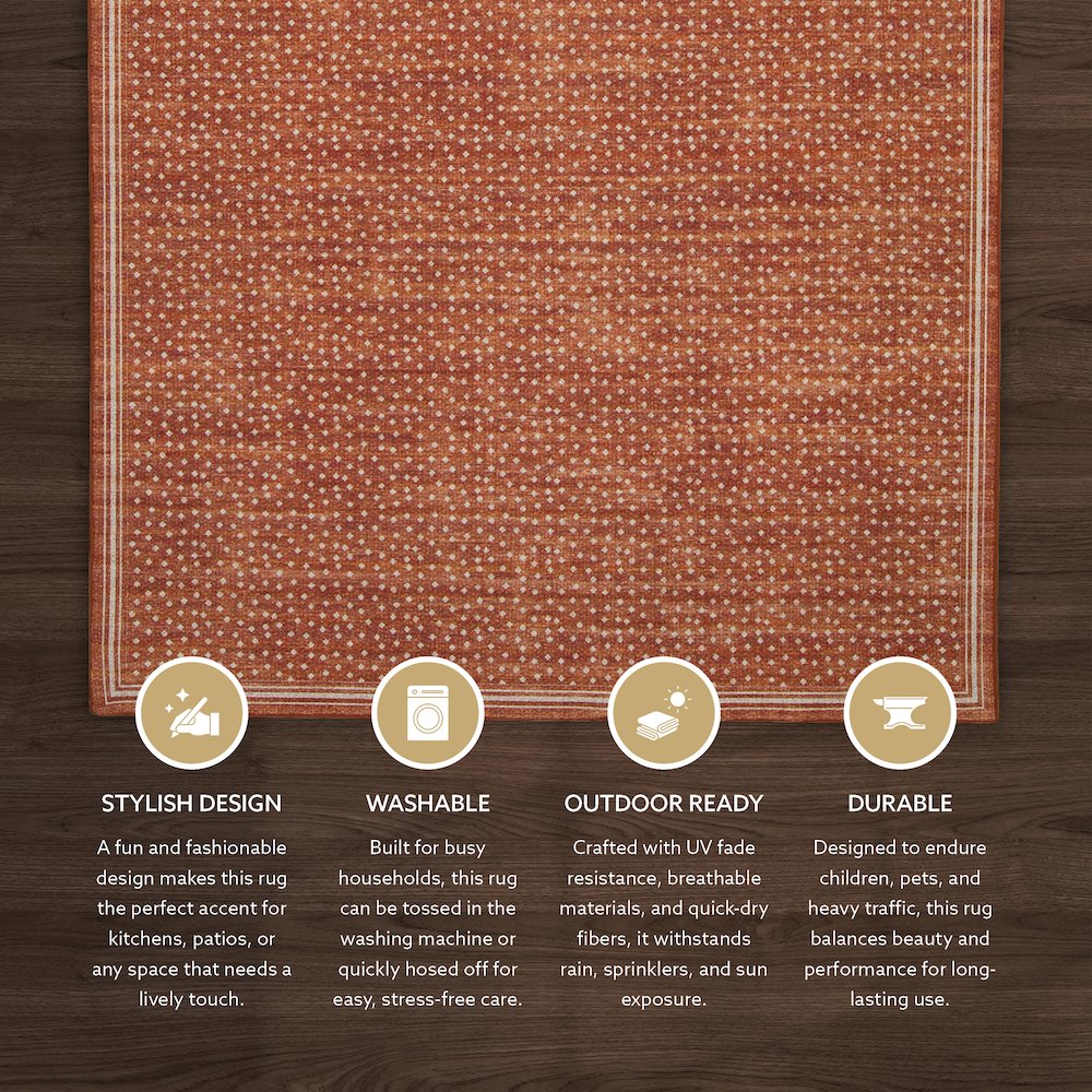 Outdoor Washable Estero Orange & Ivory 2' X 3', Rug. Picture 4