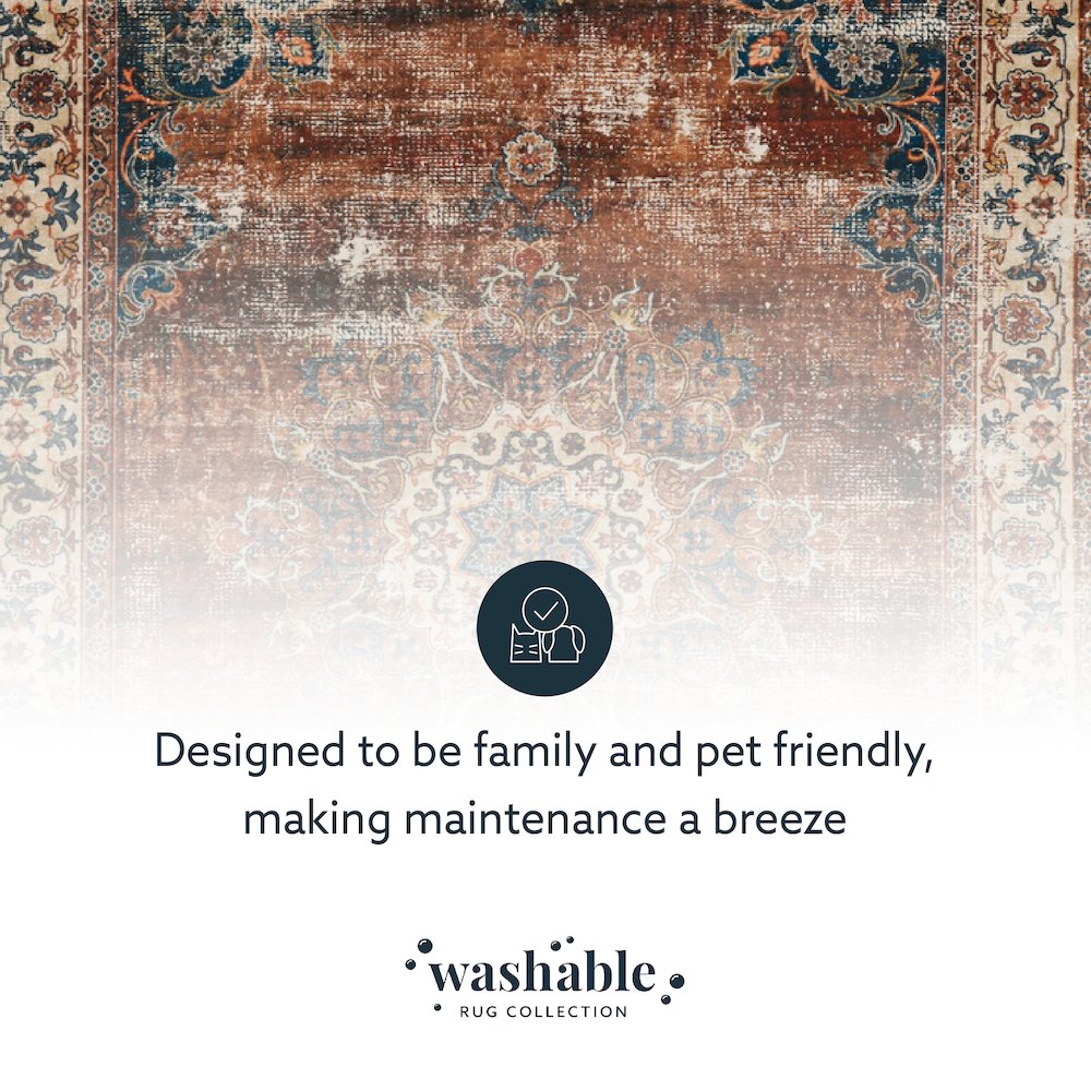Washable Foster Russet/Ivory 3x5, Rug. Picture 8