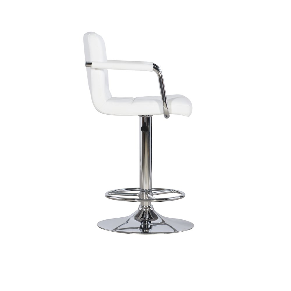White and Chrome Quilted Barstool. Picture 7