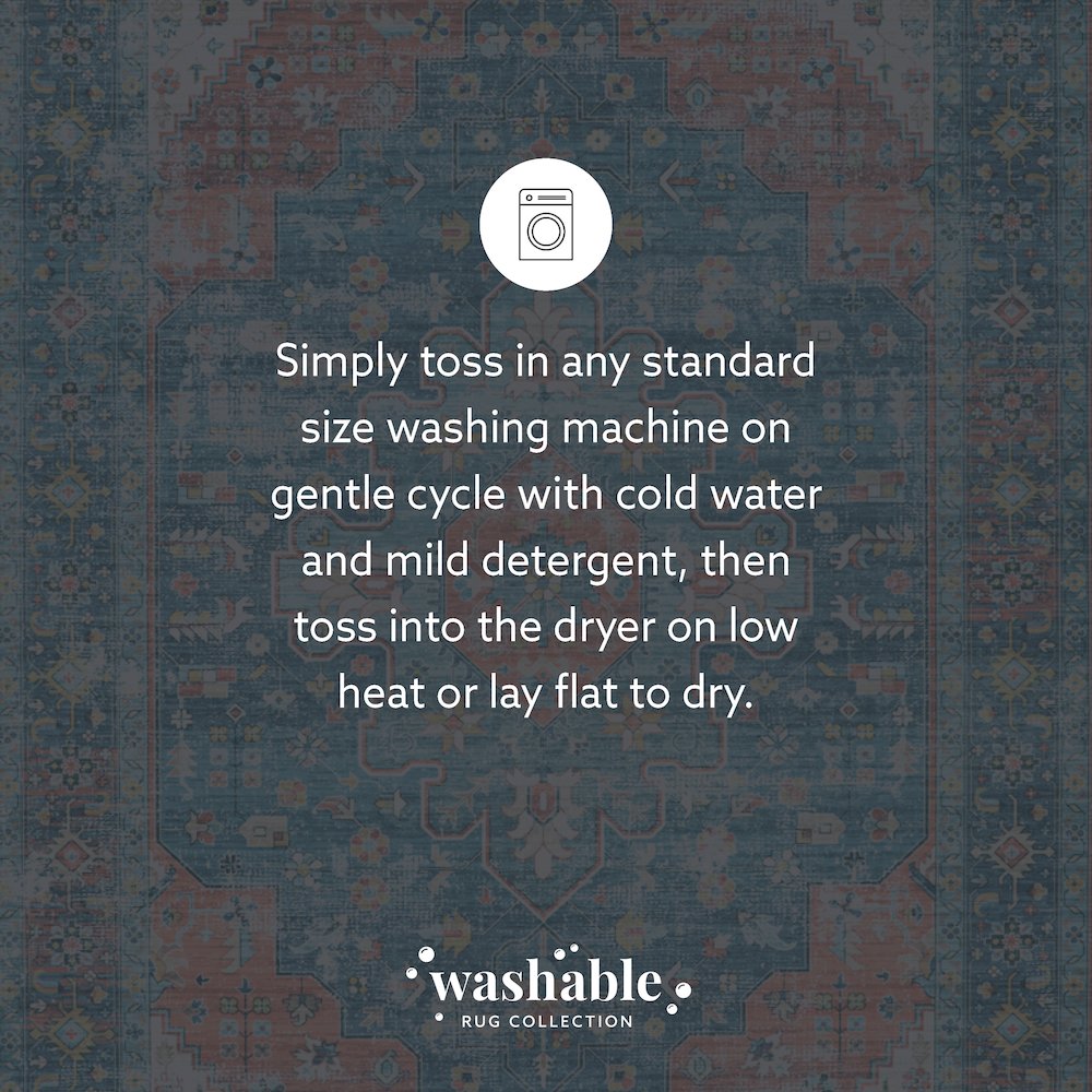 Washable Markum Teal/Rust 5x7, Rug. Picture 9