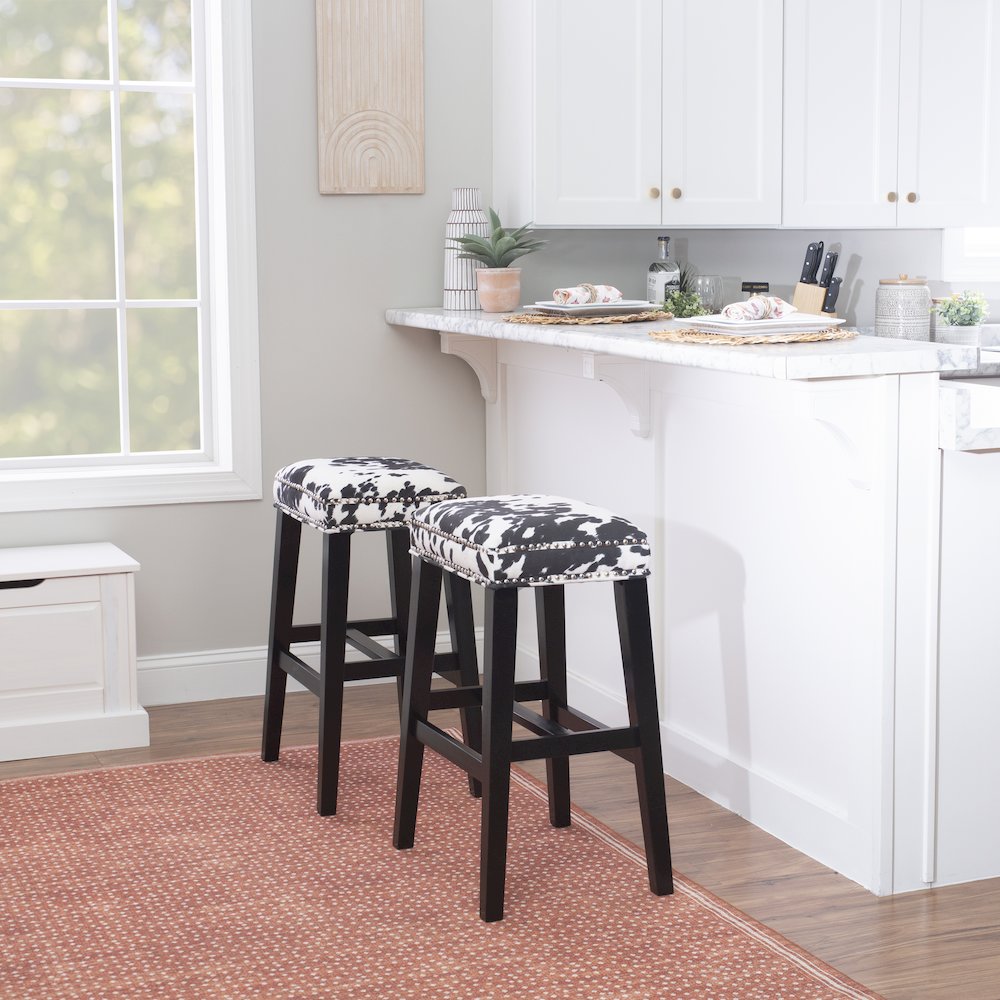 Walt Black Cow Print Bar Stool. Picture 3