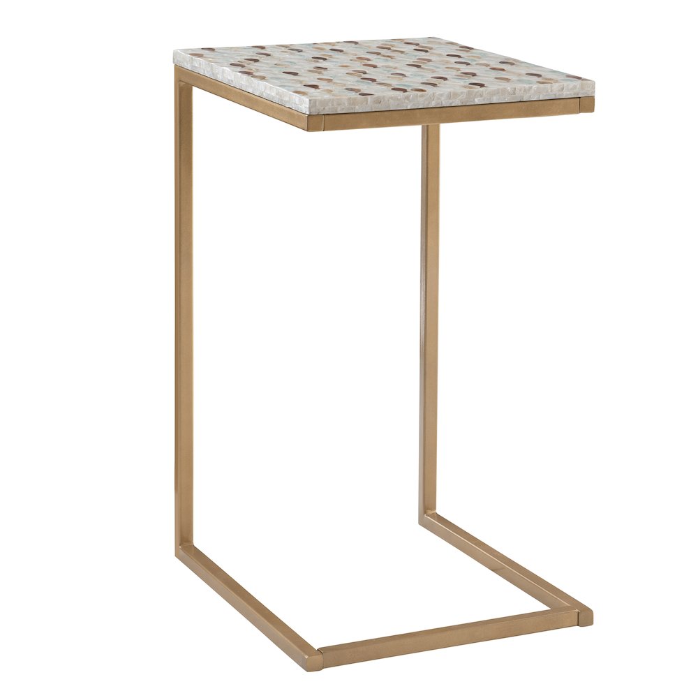 Priscille Capiz Fish Mosaic Accent C Table. Picture 6