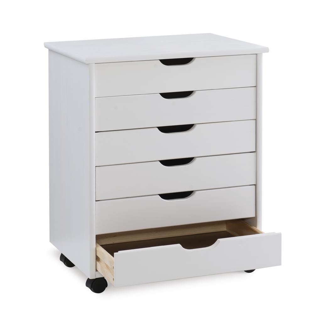 Cary Six Drawer Wide Roll Cart, White Wash. Picture 6
