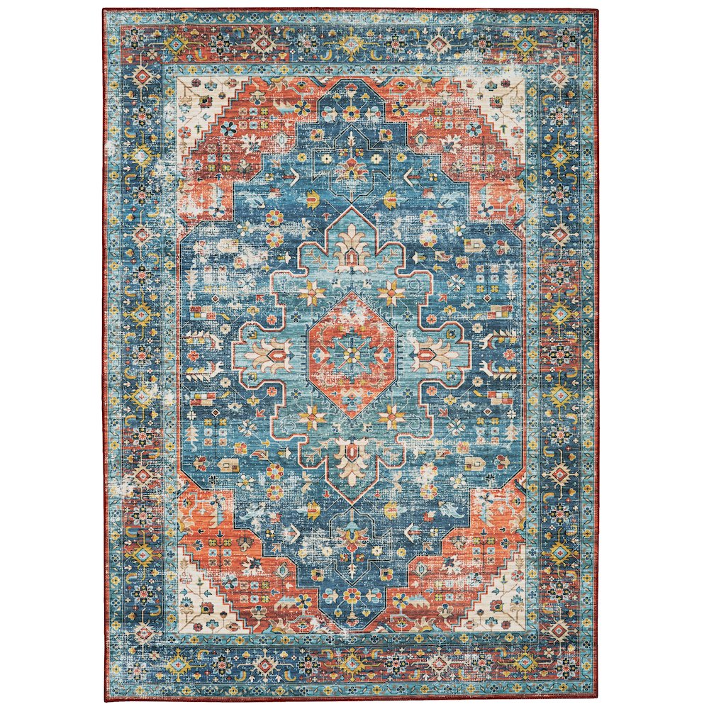 Washable Markum Teal/Rust 2x3, Rug. Picture 2