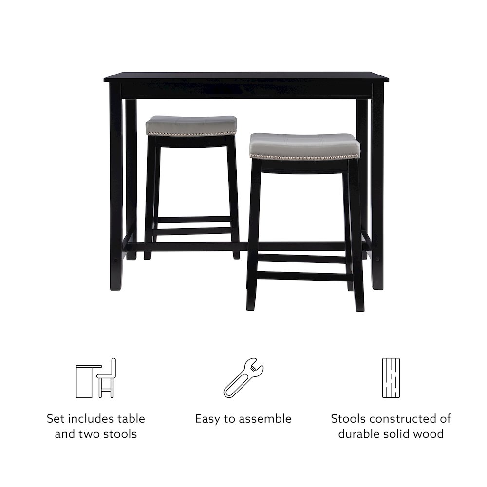 Claridge 3Pc Counter Set Black Grey. Picture 10
