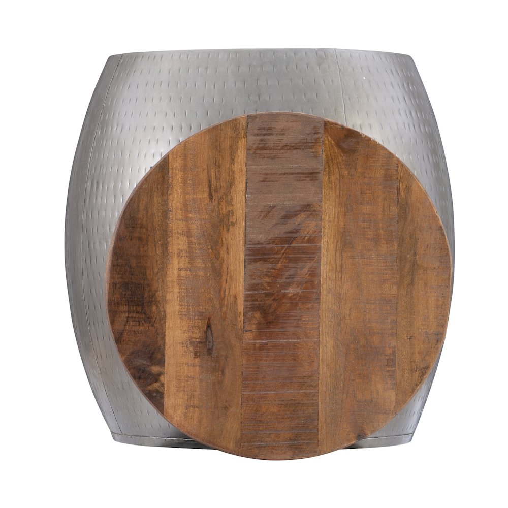 Royce Drum Side Table With Storage Pewter. Picture 5