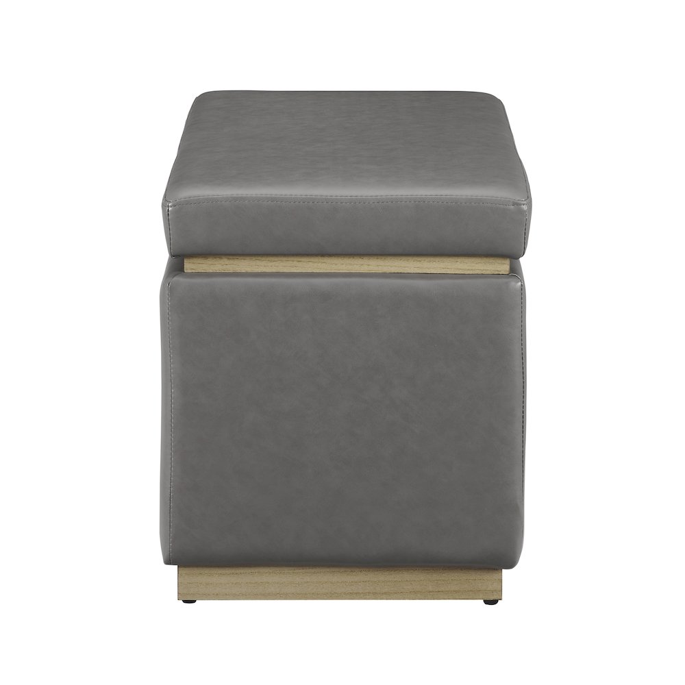 Blanche Rectangle Ottoman Grey Pu. Picture 4
