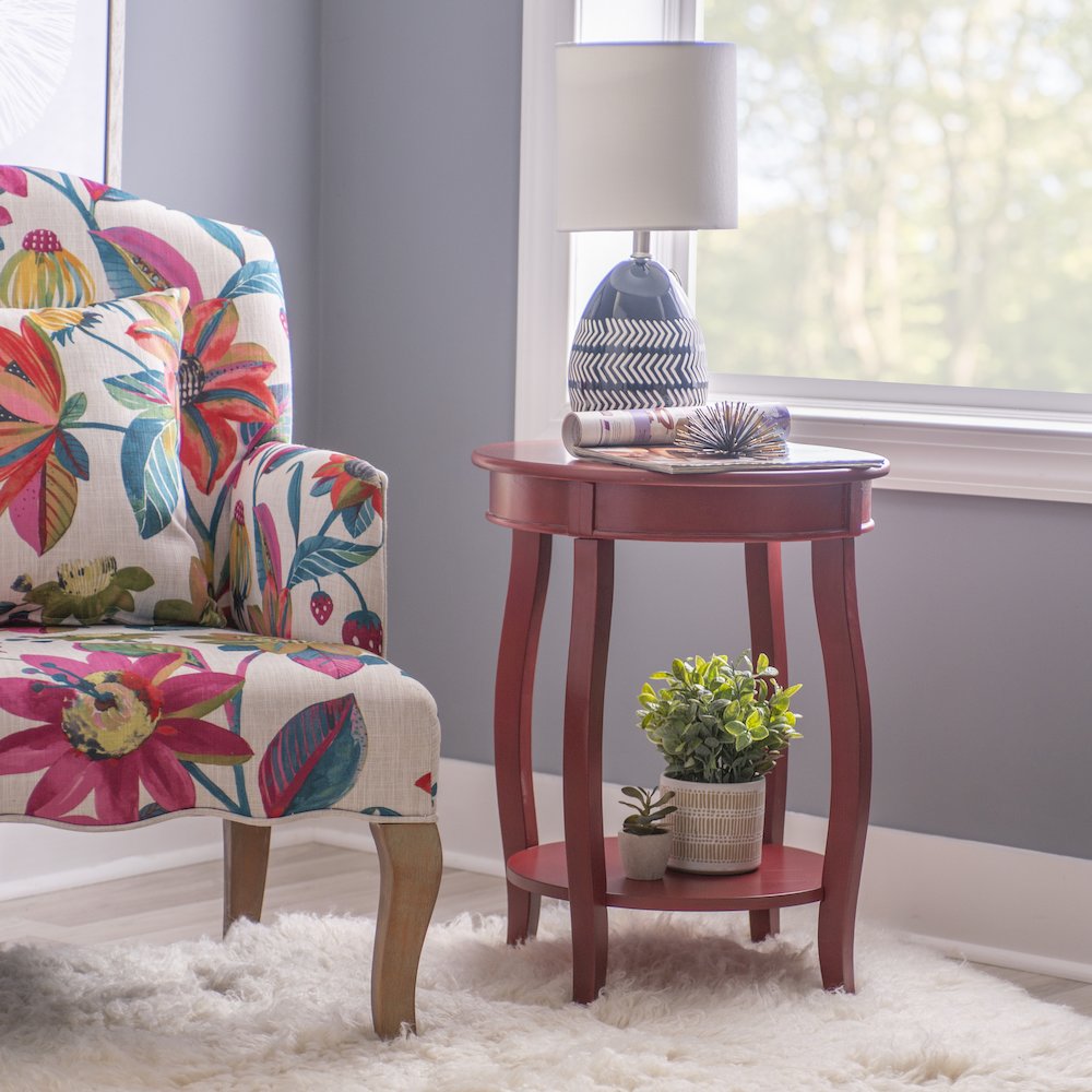 Red Round Table with Shelf. Picture 3