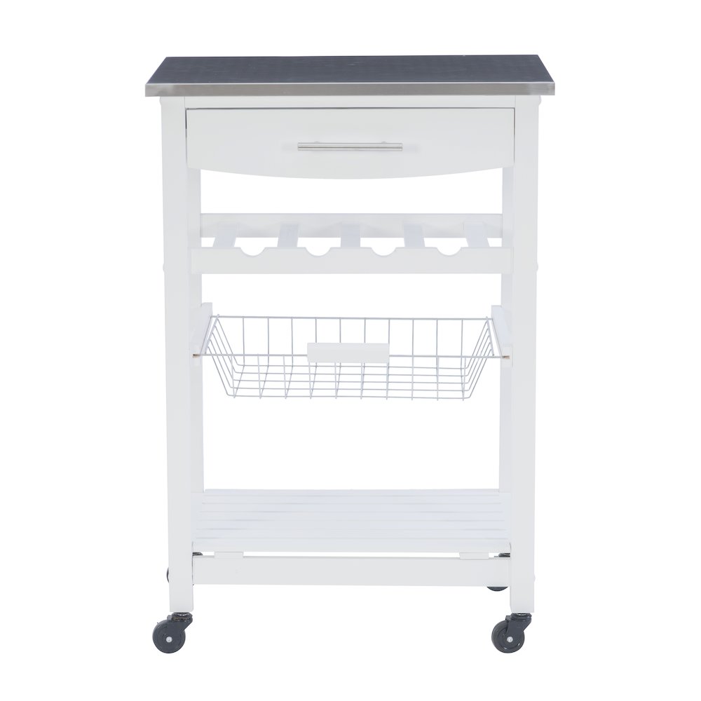 Clarke White Kitchen Cart. Picture 2
