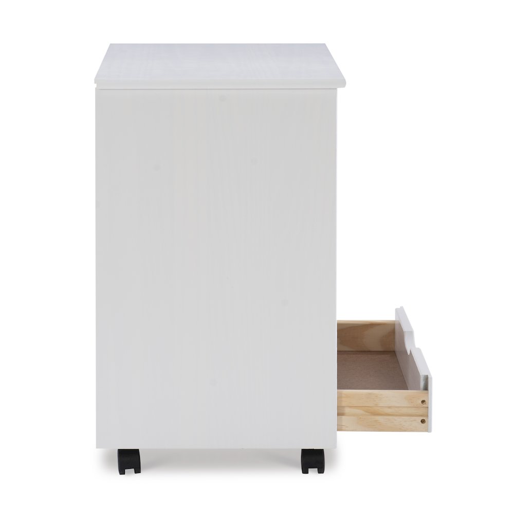 Cary Six Drawer Wide Roll Cart, White Wash. Picture 8