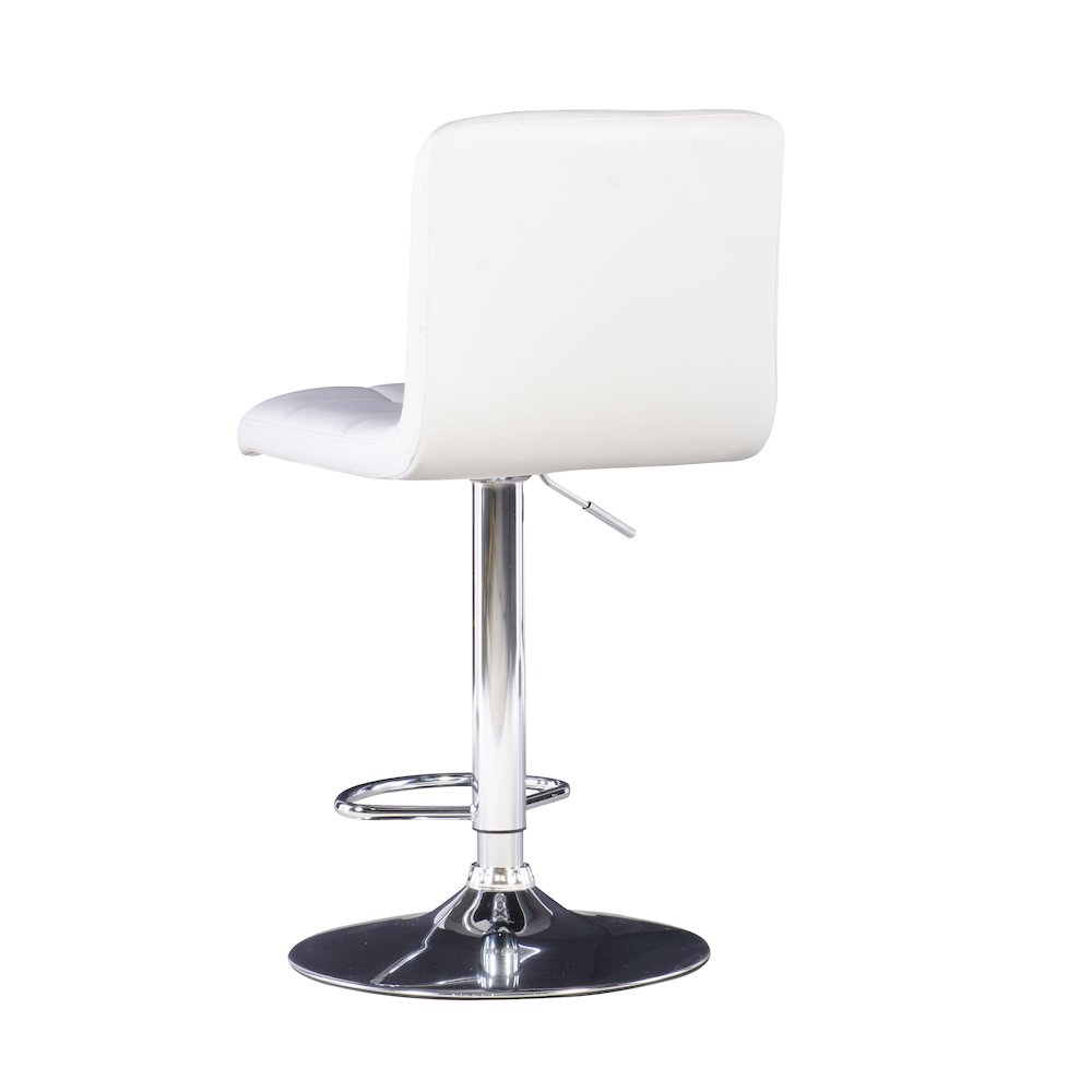 White Quilted Faux Leather & Chrome Adjustable Height Bar Stool. Picture 13