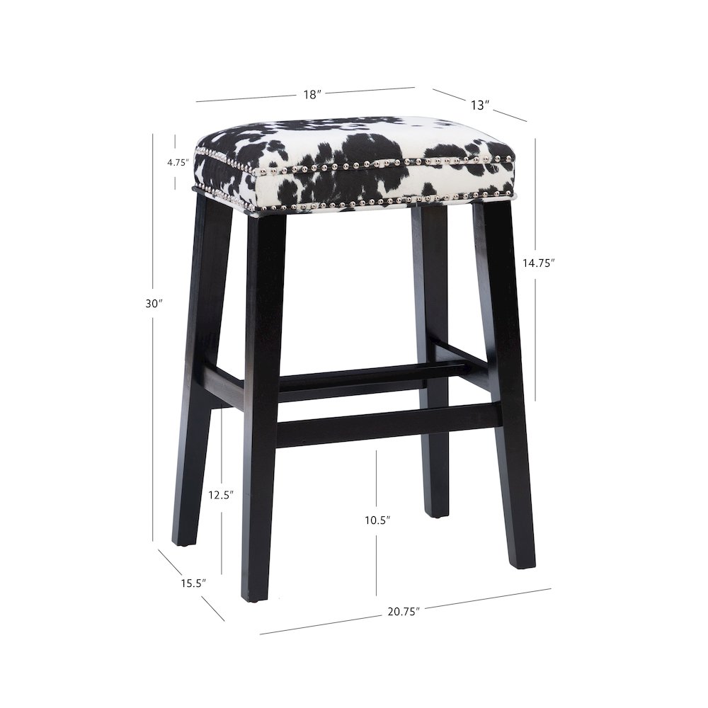 Walt Black Cow Print Bar Stool. Picture 9