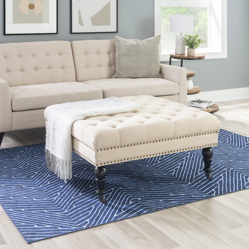 Isabelle Natural Square Tufted Ottoman. Picture 2