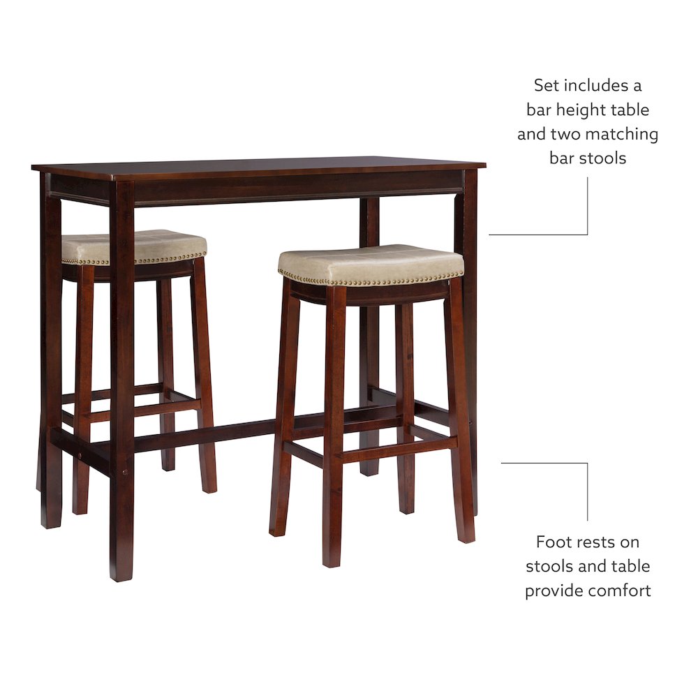 Claridge 3Pc Bar Set Brown Beige. Picture 6