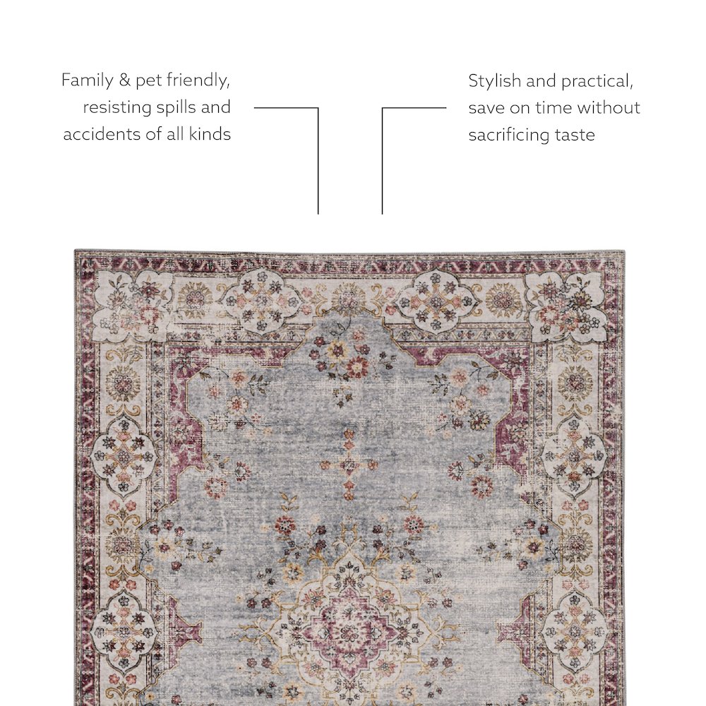 Washable Lennox Pale Blue/Ivory 2x3, Rug. Picture 4