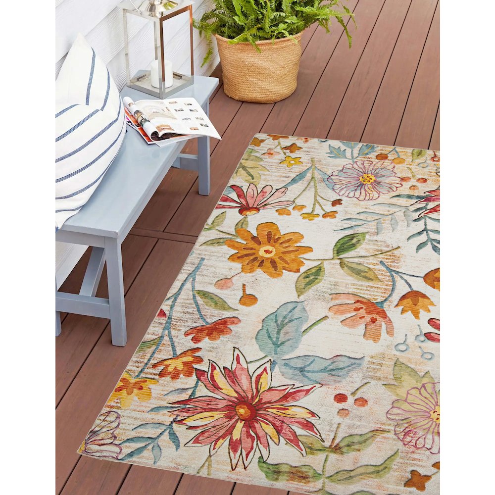 Outdoor Washable Daytona Ivory & Pink 3' X 5', Rug. Picture 2