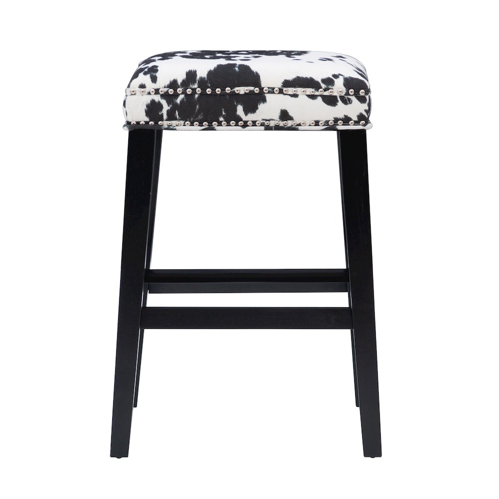 Walt Black Cow Print Bar Stool. Picture 2