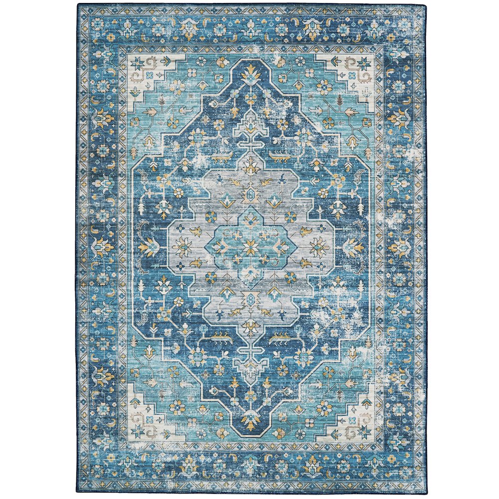 Washable Sariah Teal/Ivory 5x7, Rug. Picture 3