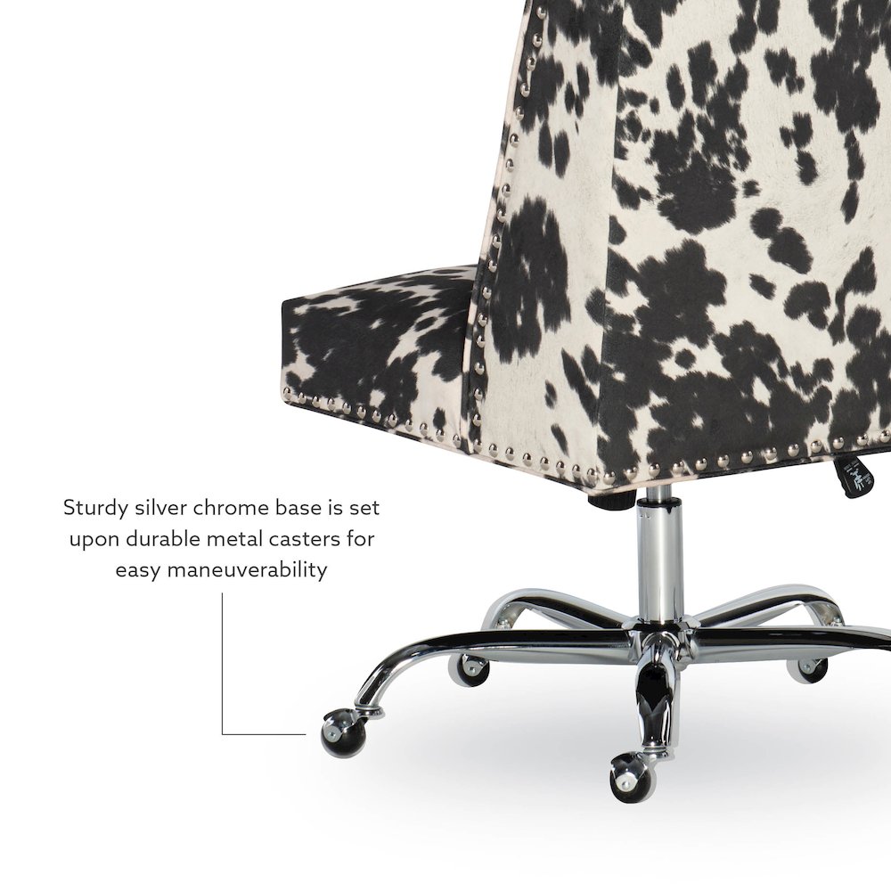 Draper Office Chair, Black And White Cow Print. Picture 14