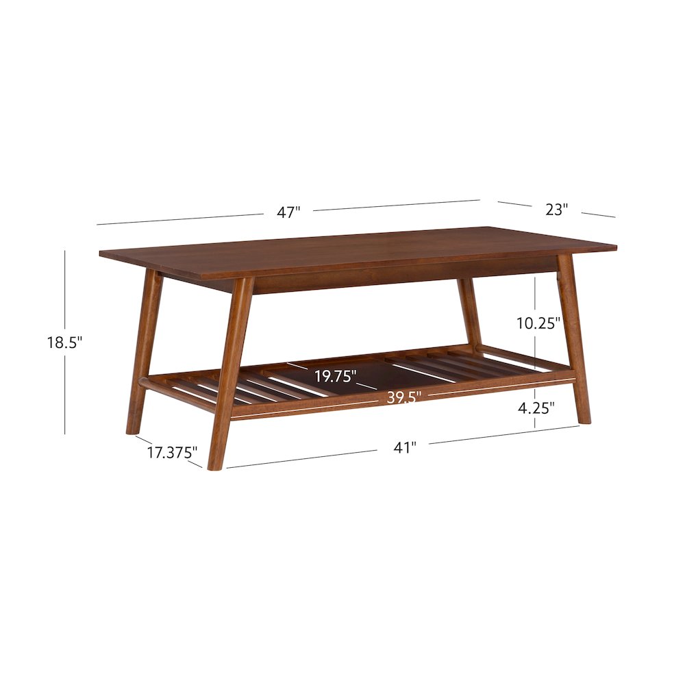Charlotte Coffee Table With Shelf, Walnut Brown. Picture 14
