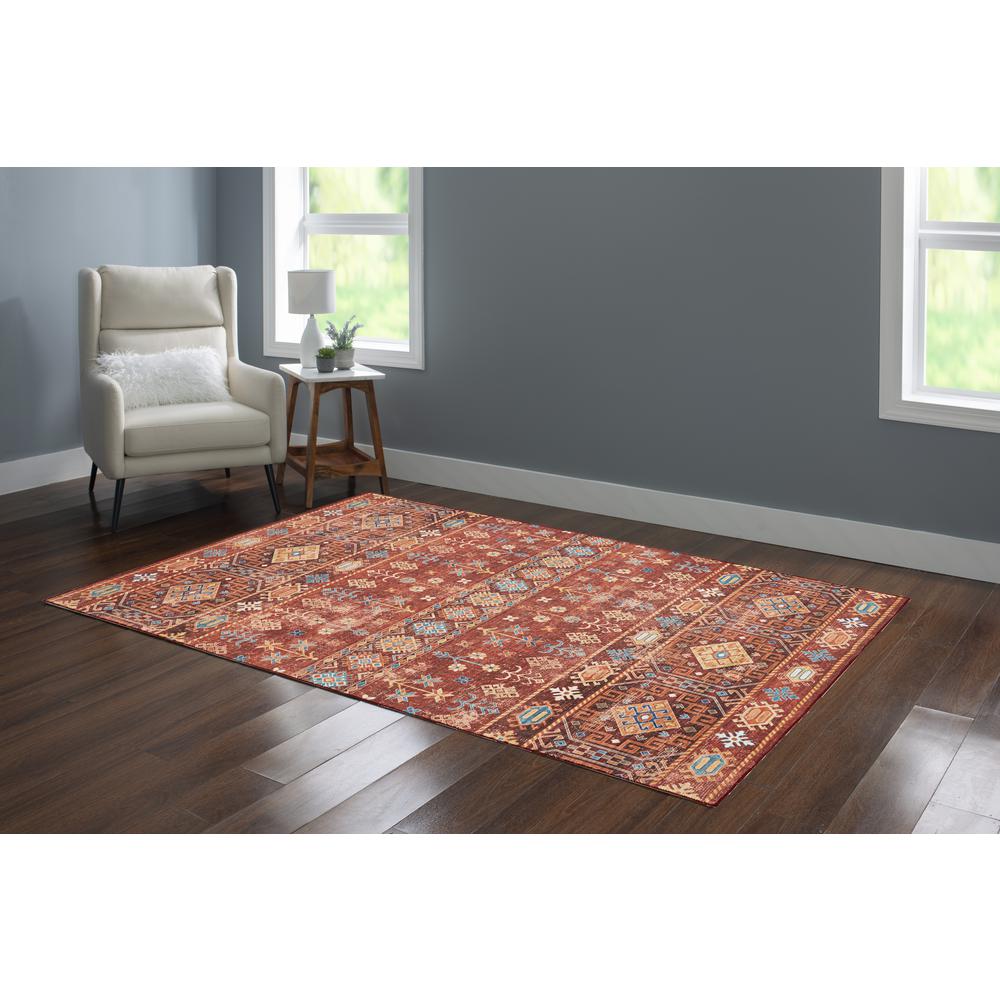 Washable Devlin Red/Ivory 5x7, Rug. Picture 2